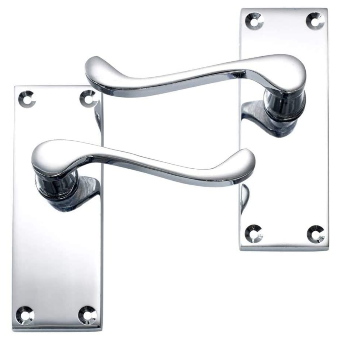 IRONZONE Victorian Scroll Lever on Latch Profile Backplate - Polished Chrome
