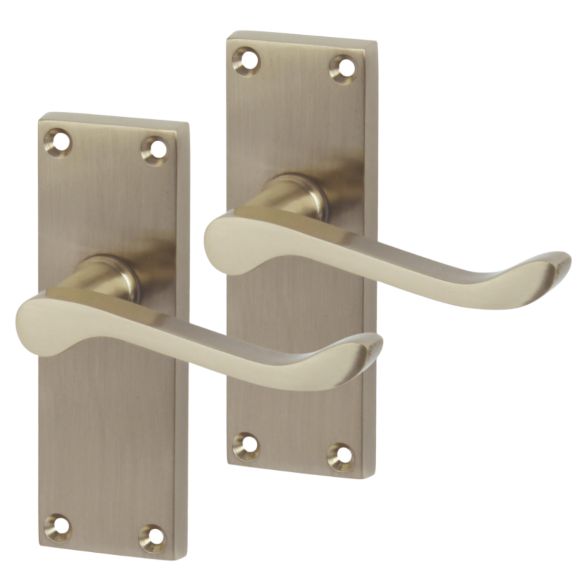 IRONZONE Victorian Scroll Lever on Latch Profile Backplate - Satin Nickel