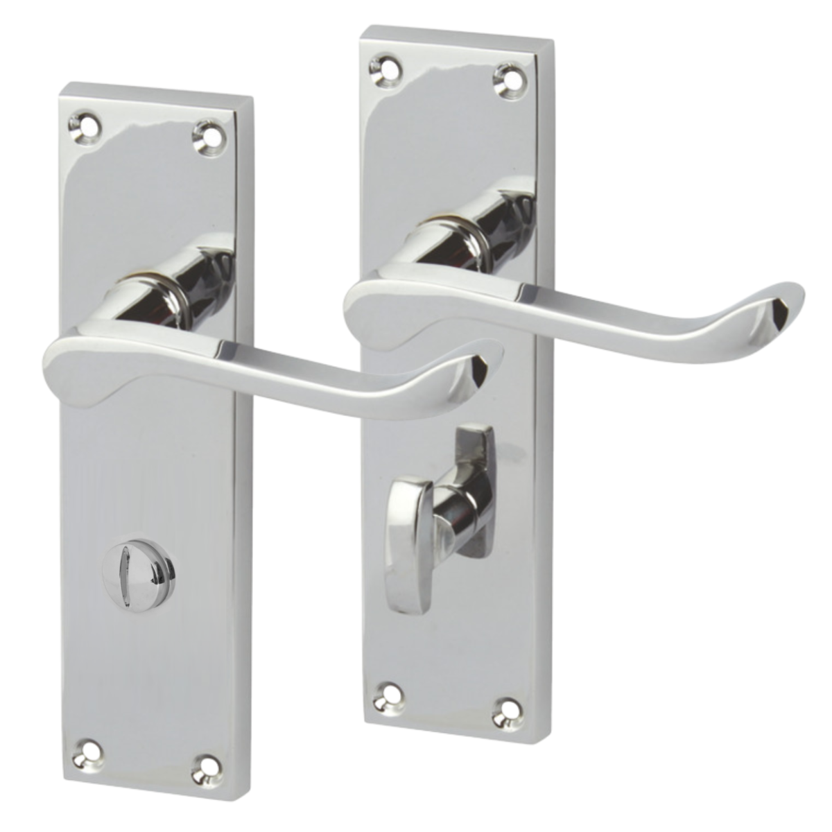 IRONZONE Victorian Scroll Lever on Bathroom Profile Backplate - Polished Chrome