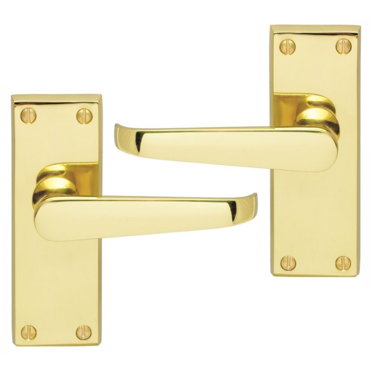 IRONZONE Victorian Straight Lever on Latch Profile Backplate - Polished Brass
