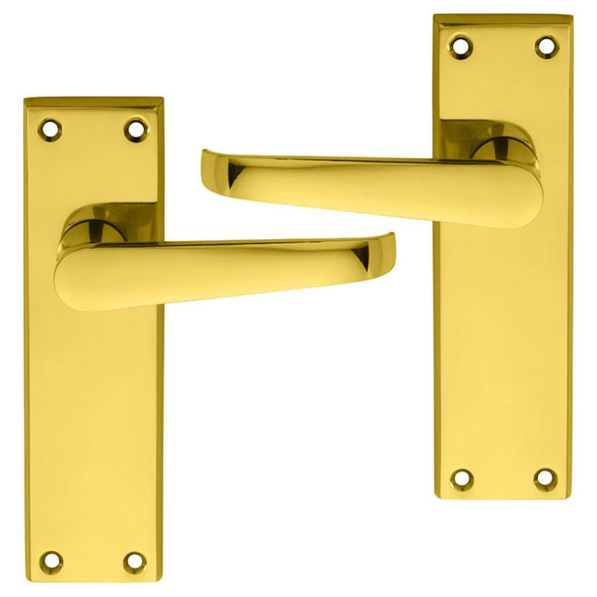 IRONZONE Victorian Straight Lever on Latch Profile Long Backplate - Polished Brass