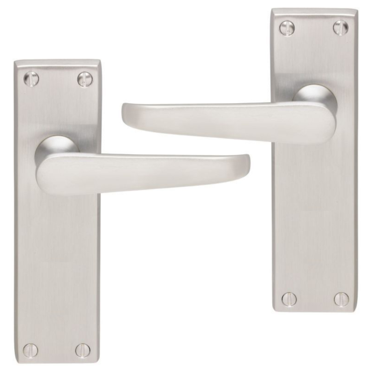 IRONZONE Victorian Straight Lever on Latch Profile Long Backplate - Satin Chrome