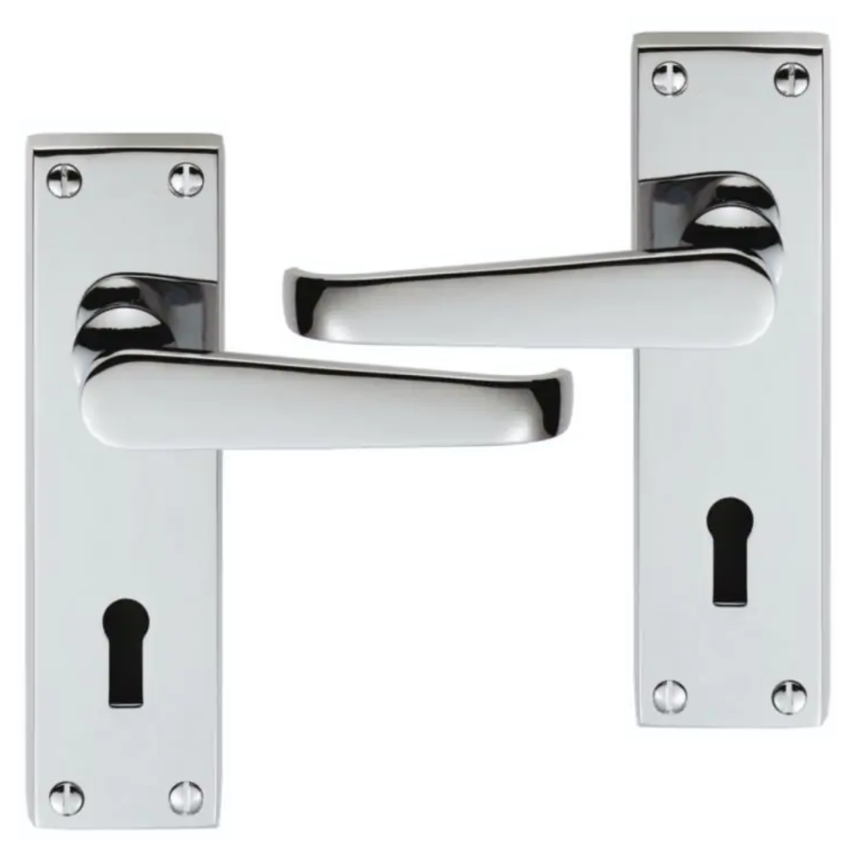 IRONZONE Victorian Straight Lever on Lock Profile Backplate - Polished Chrome