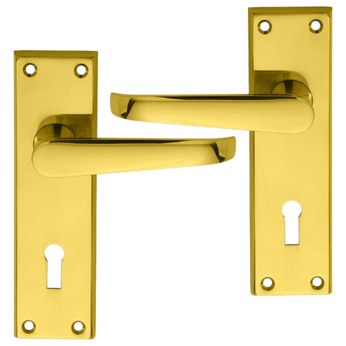 IRONZONE Victorian Straight Lever on Lock Profile Backplate - Polished Brass