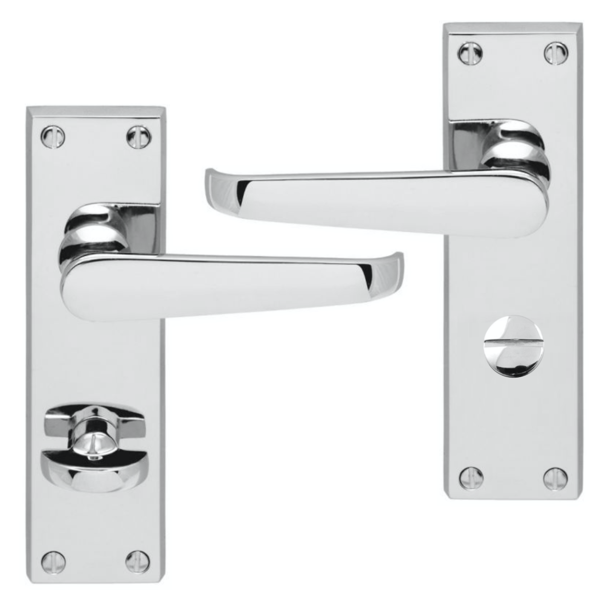 IRONZONE Victorian Straight Lever on Bathroom Profile Backplate - Polished Chrome