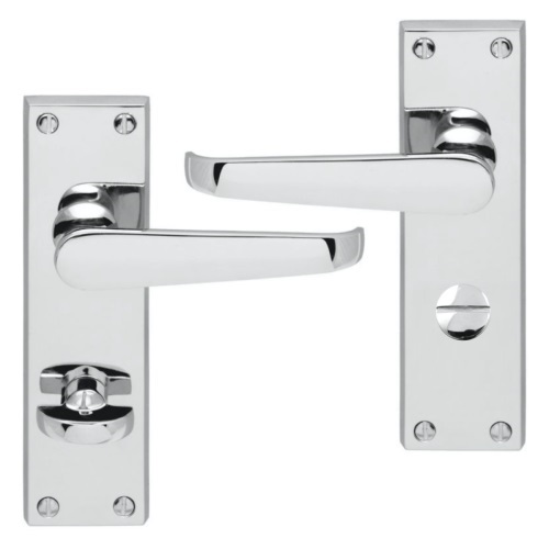 IRONZONE Victorian Straight Lever on Bathroom Profile Backplate - Satin Chrome
