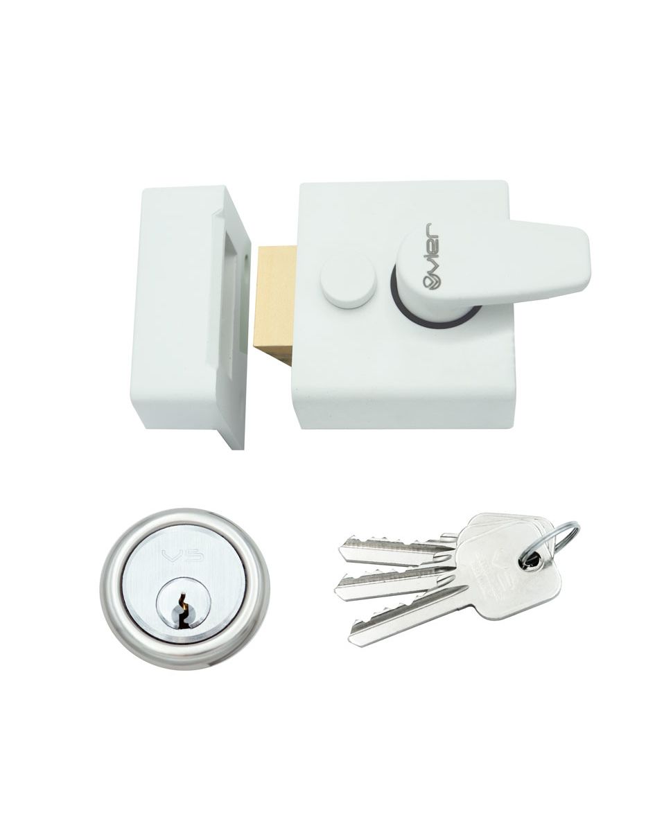 Vier ZNL40PCW Narrow Nightlatch - 40mm c/w 5 Pin Cylinder Powder Coat White