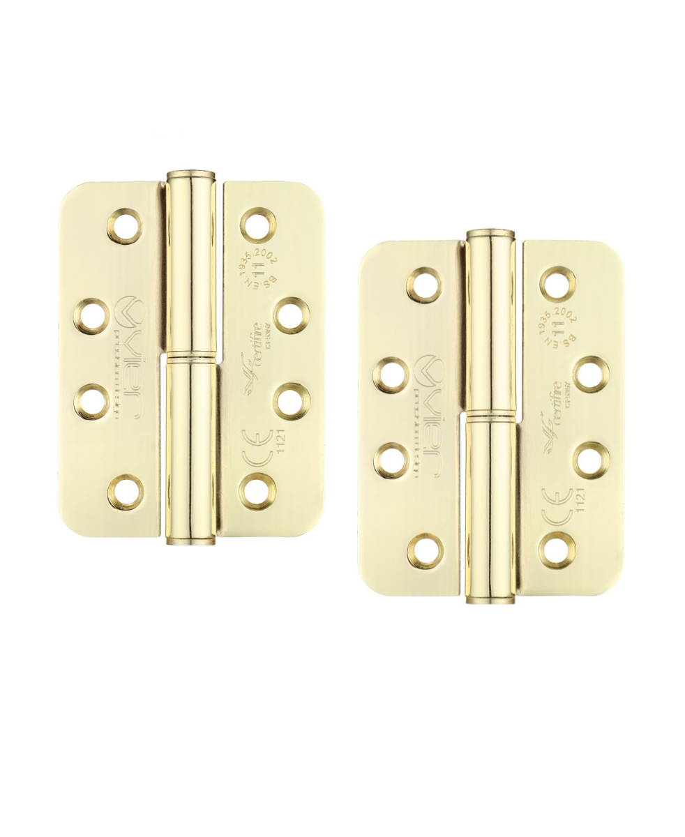 Zoo Hardware VSLHL43REB Grade 11 Lift Off Hinge Steel - Radius - Brass - 102 x 76 x 3mm - Left Hand Electro Brass