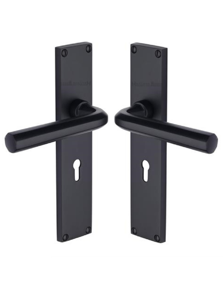 Heritage Brass Octave Lever Lock Door Handle on 200mm Plate BKMT Matt Black VT5900-BKMT