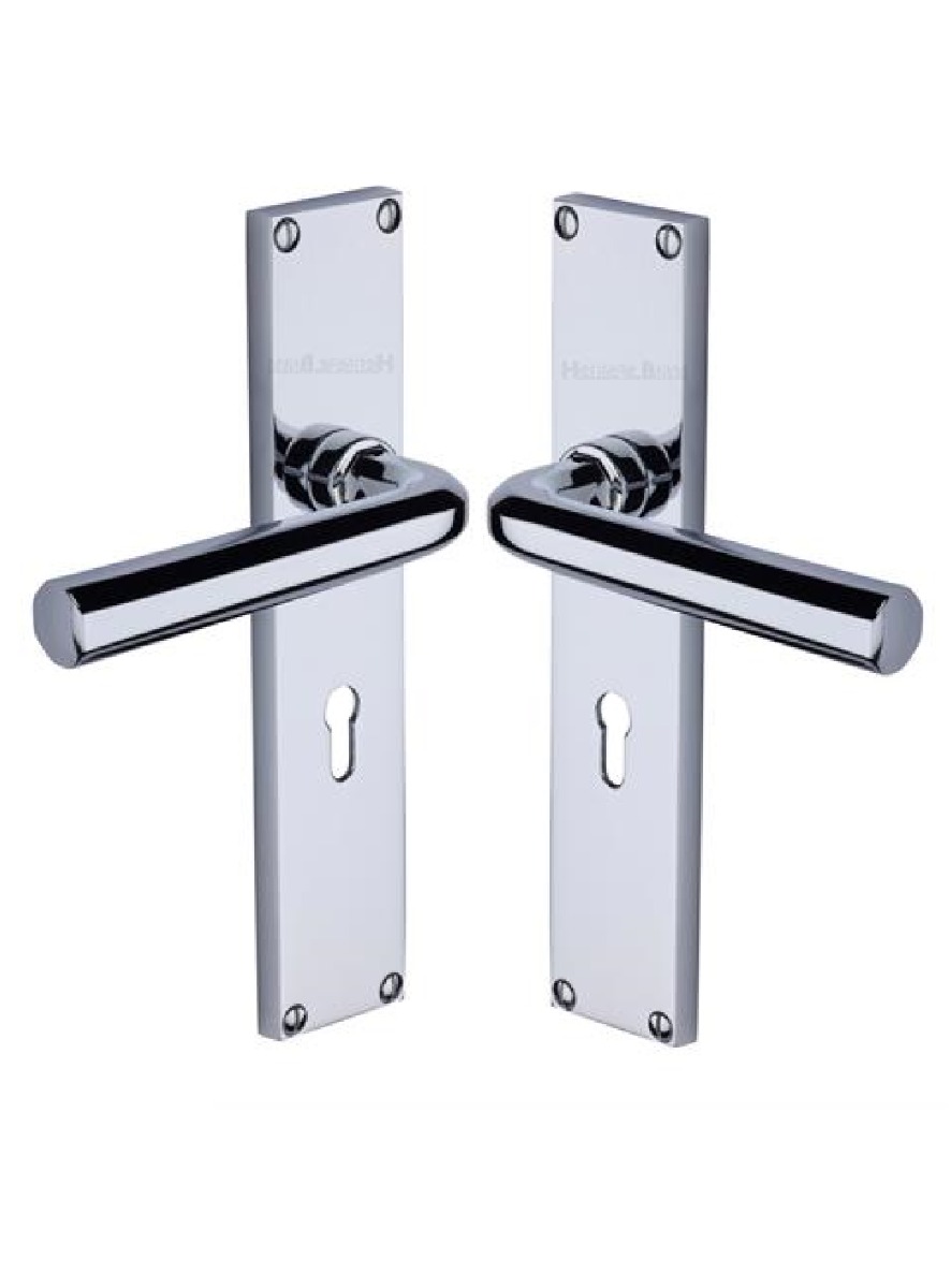 Heritage Brass Octave Lever Lock Door Handle on 200mm Plate PC Polished Chrome VT5900-PC