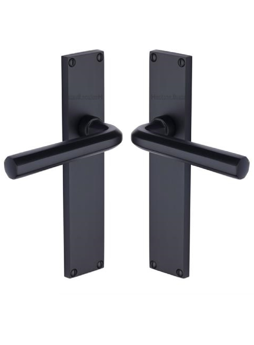 Heritage Brass Octave Lever Latch Door Handle on 200mm Plate BKMT Matt Black VT5910-BKMT