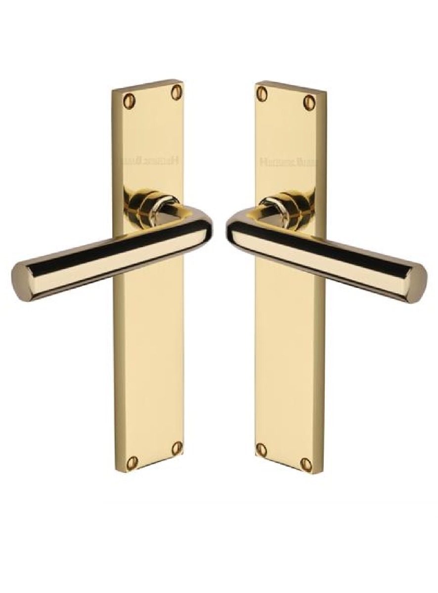 Heritage Brass Octave Lever Latch Door Handle on 200mm Plate PB Polished Brass VT5910-PB
