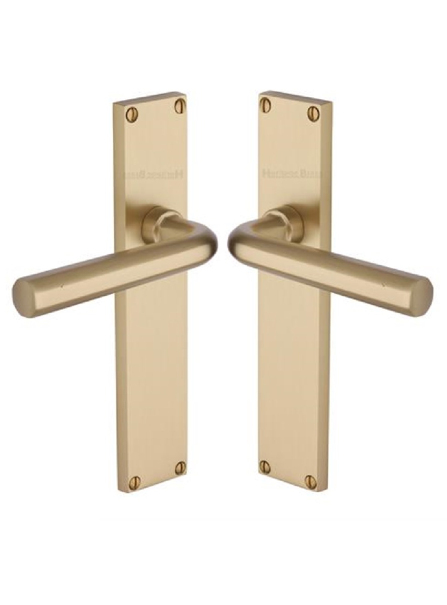 Heritage Brass Octave Lever Latch Door Handle on 200mm Plate SB Satin Brass VT5910-SB