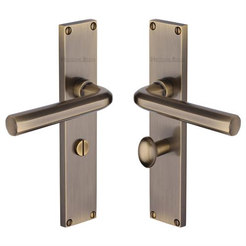 Heritage Brass Octave Bathroom Set Door Handle on 200mm Plate AT Antique Brass VT5930-AT