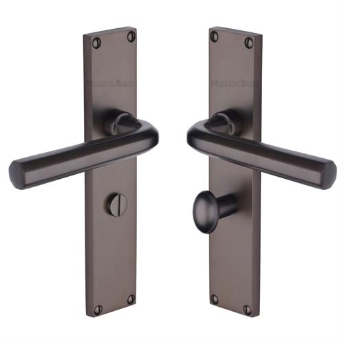Heritage Brass Octave Bathroom Set Door Handle on 200mm Plate MB Matt Bronze VT5930-MB