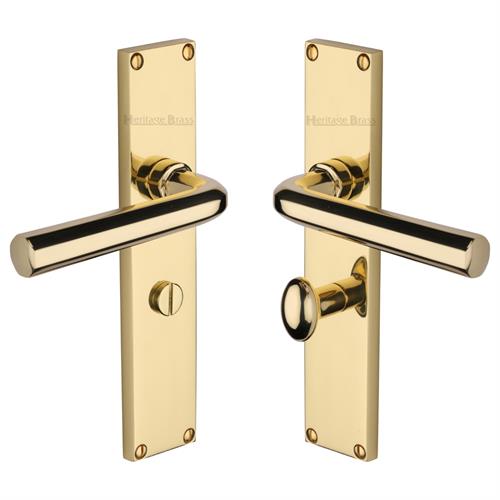 Heritage Brass Octave Bathroom Set Door Handle on 200mm Plate PB Polished Brass VT5930-PB