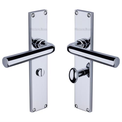 Heritage Brass Octave Bathroom Set Door Handle on 200mm Plate PC Polished Chrome VT5930-PC