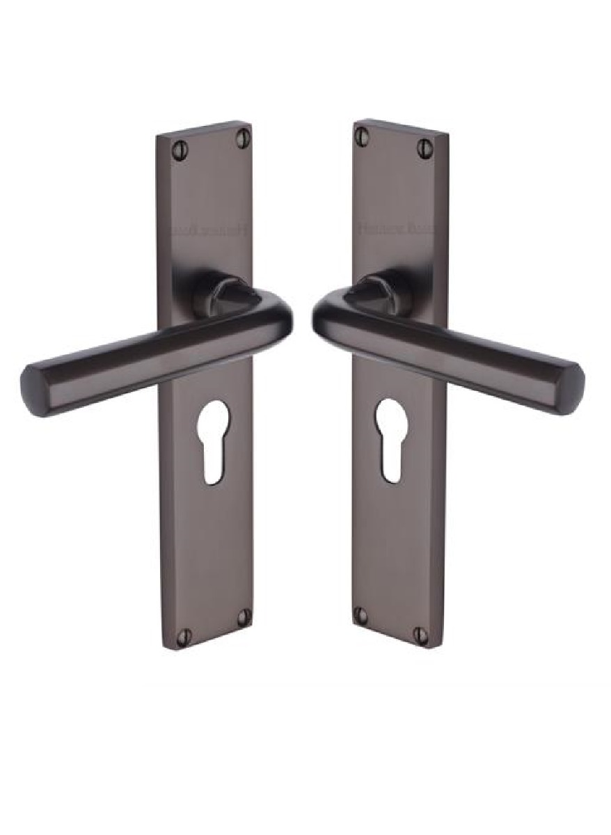 Heritage Brass Octave Euro Profile Door Handle on 200mm Plate MB Matt Bronze VT5948-MB