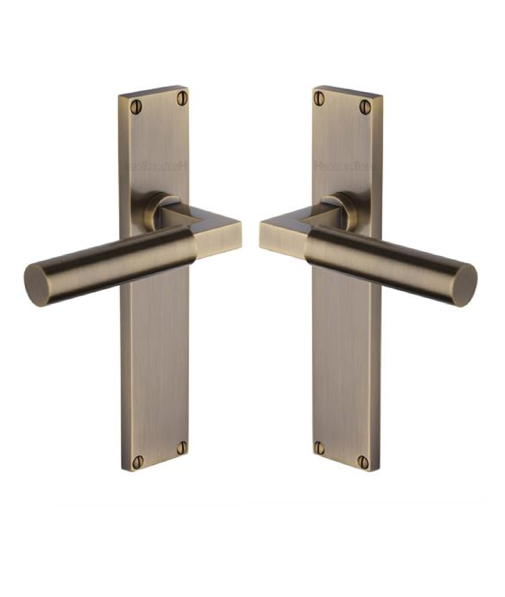 Heritage Brass Bauhaus Lever Latch Door Handle on 200mm Plate AT Antique Brass VT6310-AT