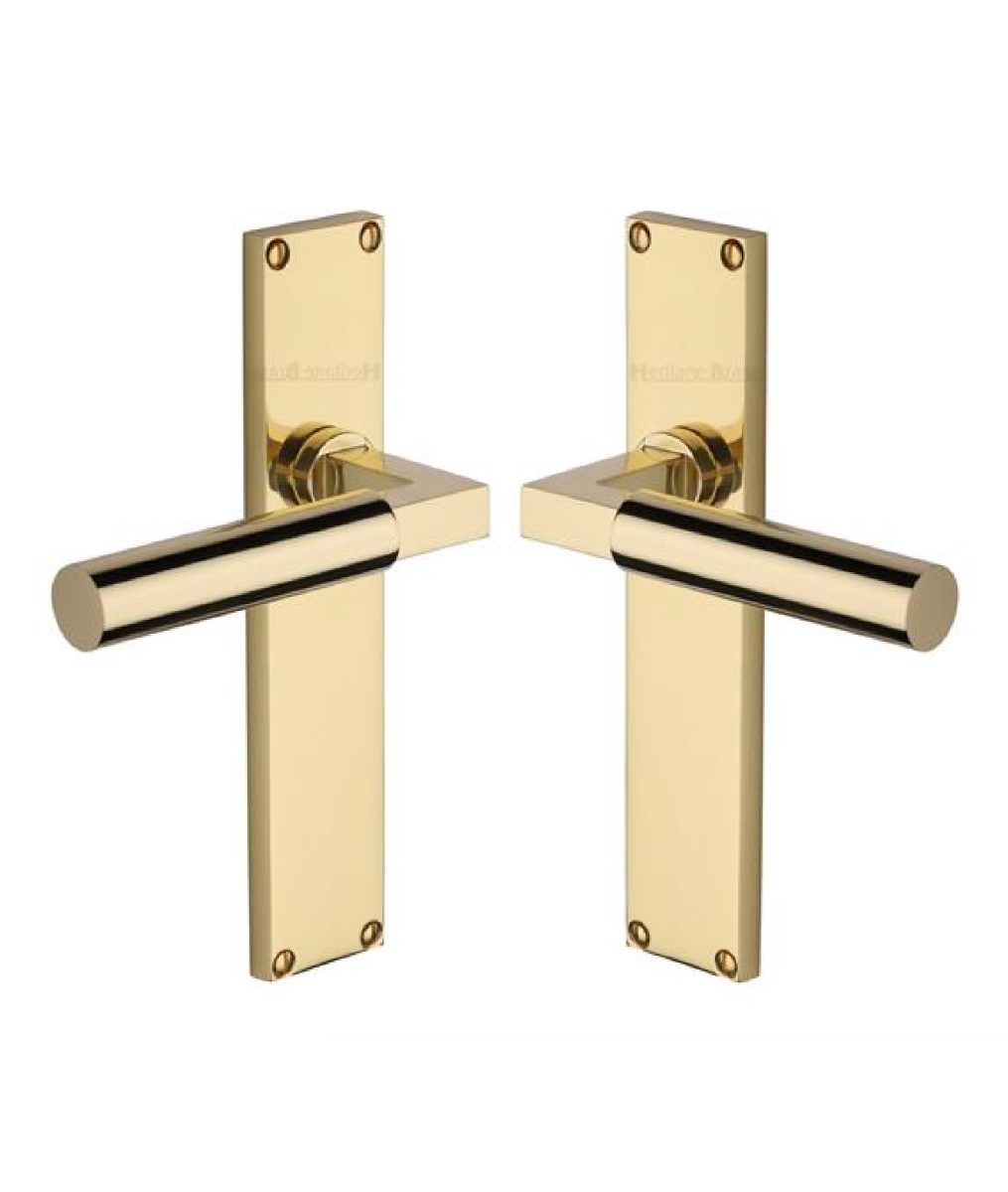 Heritage Brass Bauhaus Lever Latch Door Handle on 200mm Plate PB Polished Brass VT6310-PB