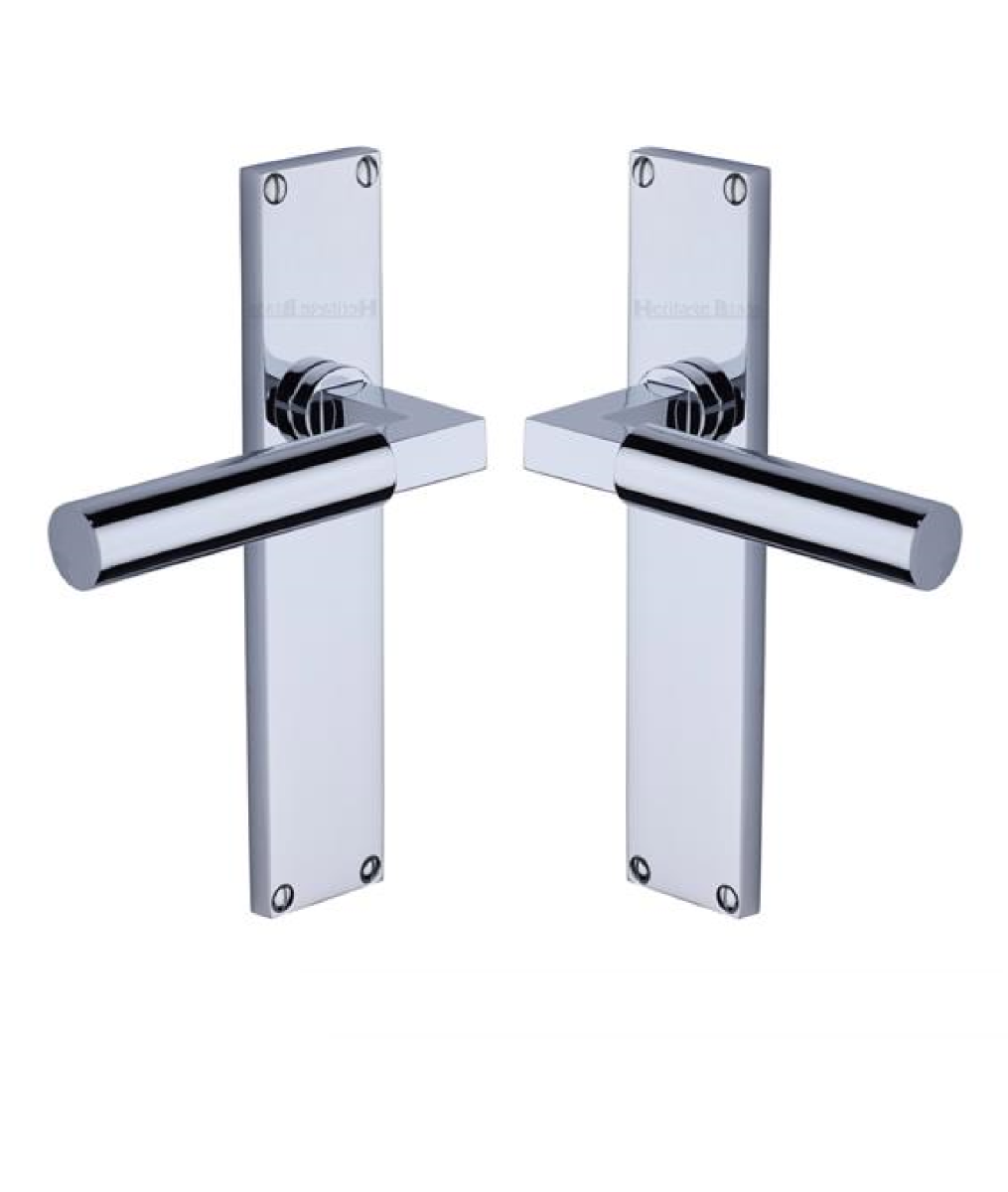 Heritage Brass Bauhaus Lever Latch Door Handle on 200mm Plate PC Polished Chrome VT6310-PC