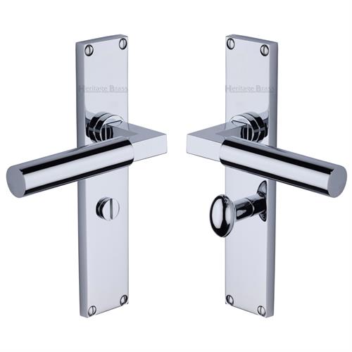 Heritage Brass Bauhaus Bathroom Set Door Handle on 200mm Plate PC Polished Chrome VT6330-PC