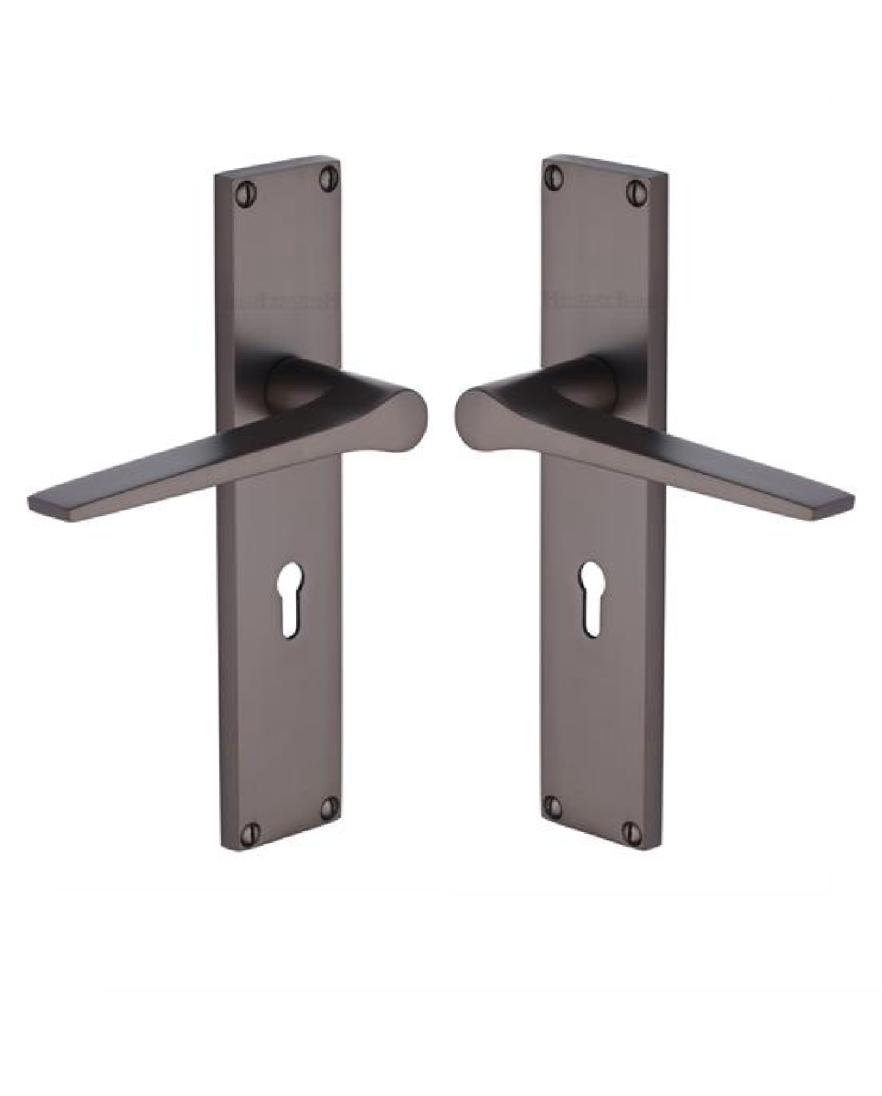 Heritage Brass Gio Lever Lock Door Handle on 200mm Plate MB Matt Bronze VT8100-MB