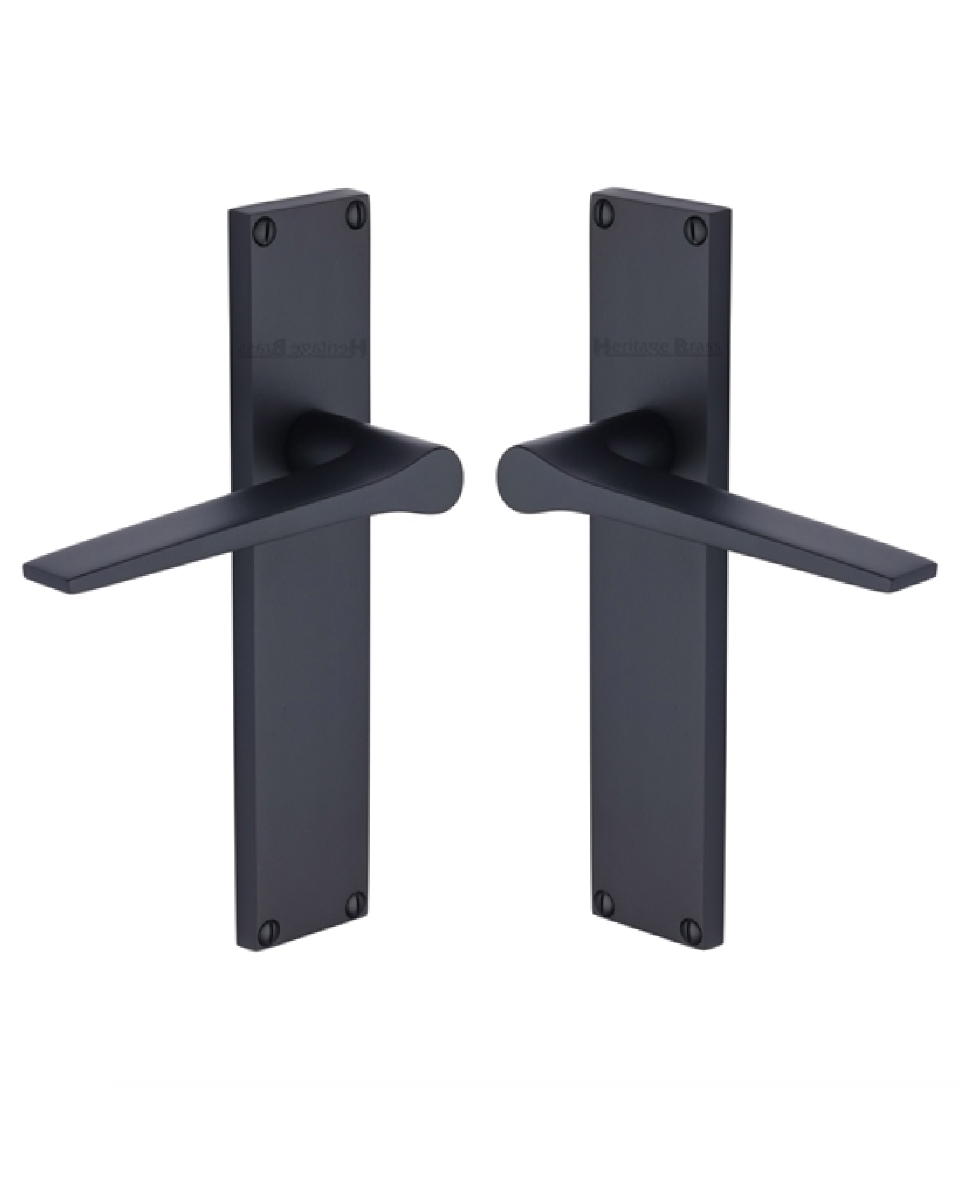 Heritage Brass Gio Lever Latch Door Handle on 200mm Plate BKMT Matt Black VT8110-BKMT