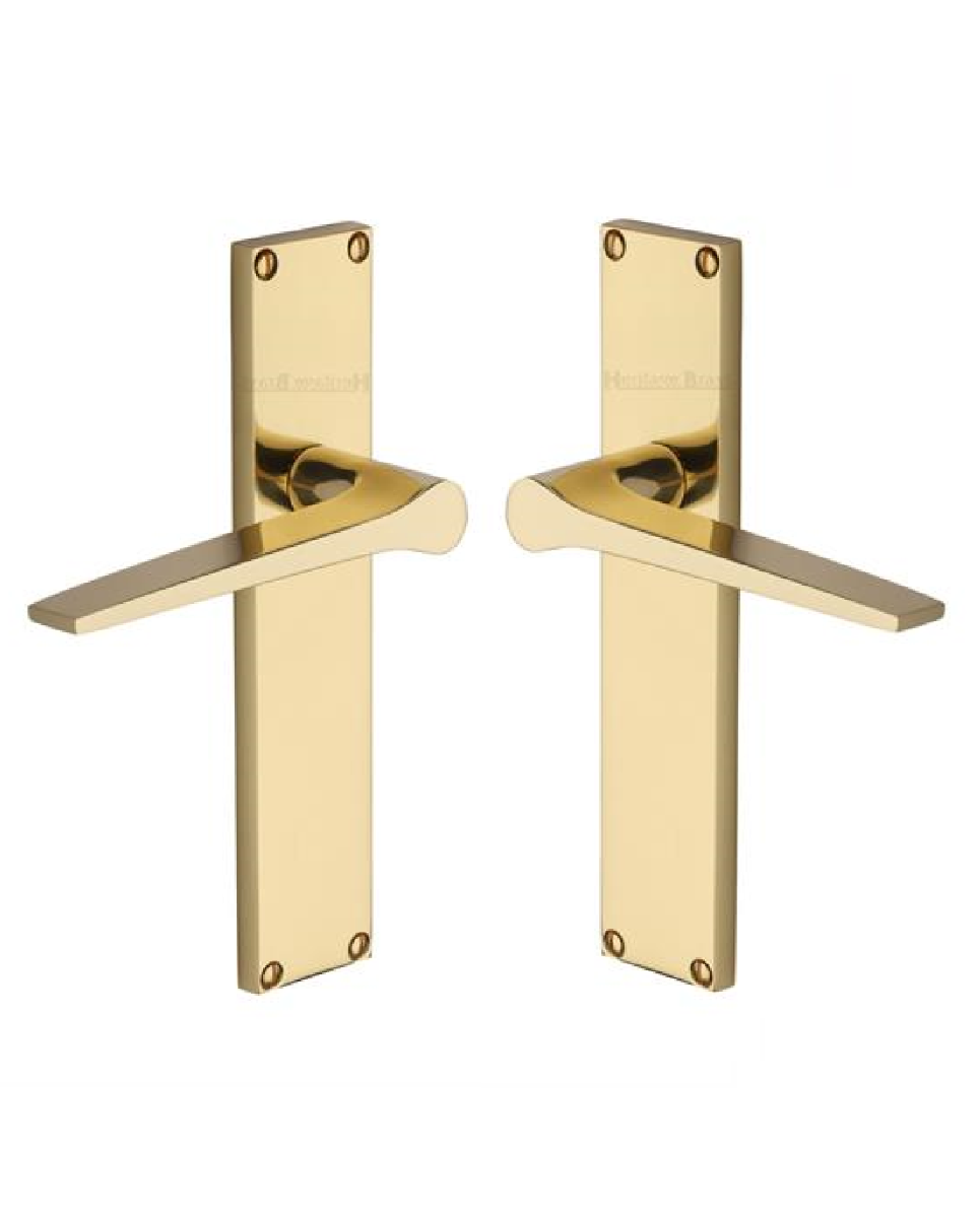 Heritage Brass Gio Lever Latch Door Handle on 200mm Plate PB Polished Brass VT8110-PB