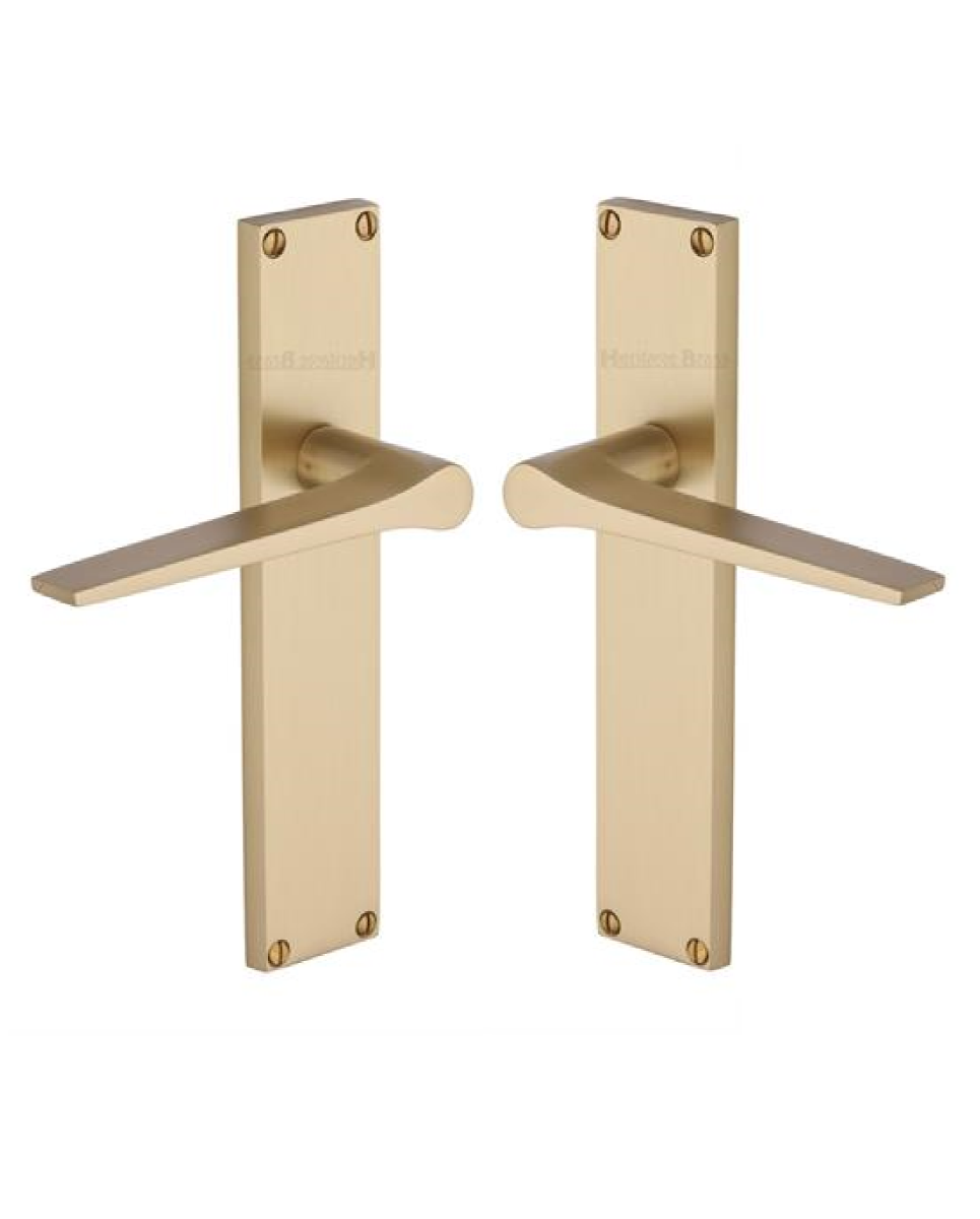 Heritage Brass Gio Lever Latch Door Handle on 200mm Plate SB Satin Brass VT8110-SB