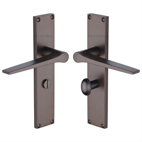 Heritage Brass Gio Bathroom Set Door Handle on 200mm Plate MB Matt Bronze VT8130-MB
