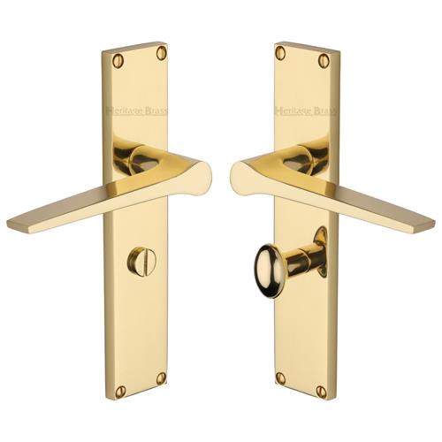 Heritage Brass Gio Bathroom Set Door Handle on 200mm Plate PB Polished Brass VT8130-PB