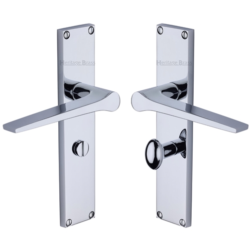 Heritage Brass Gio Bathroom Set Door Handle on 200mm Plate PC Polished Chrome VT8130-PC
