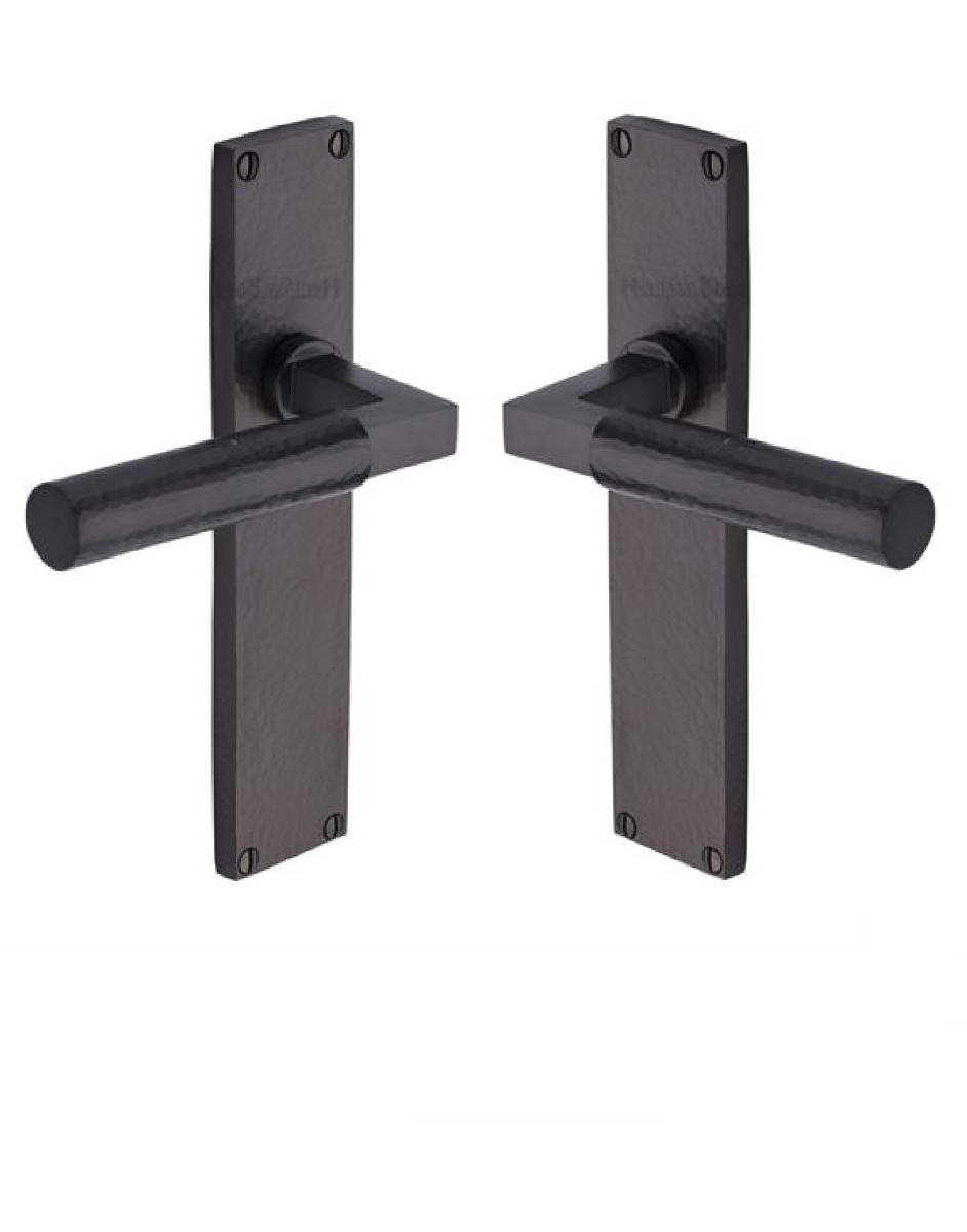 Heritage Brass Bauhaus Hammered Lever Latch on 200mm Plate MB Matt Bronze VTH4310-MB
