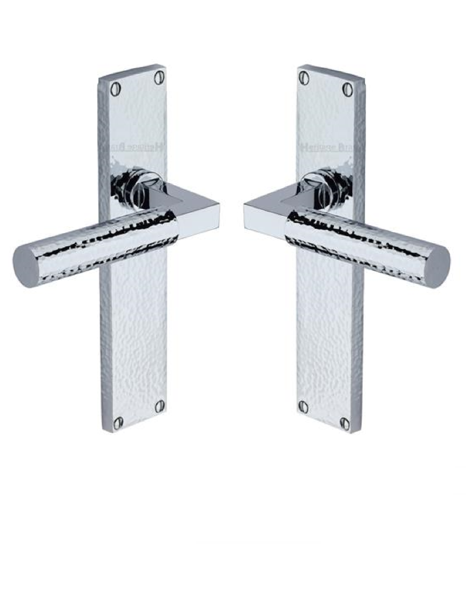 Heritage Brass Bauhaus Hammered Lever Latch on 200mm Plate PC Polished Chrome VTH4310-PC