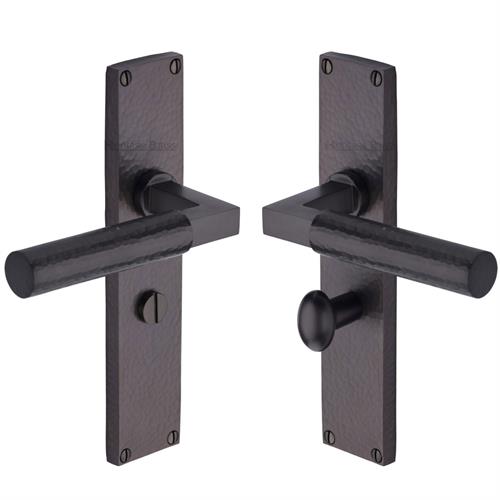 Heritage Brass Bauhaus Hammered Bathroom Set on 200mm Plate MB Matt Bronze VTH4330-MB