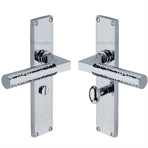 Heritage Brass Bauhaus Hammered Bathroom Set on 200mm Plate PC Polished Chrome VTH4330-PC