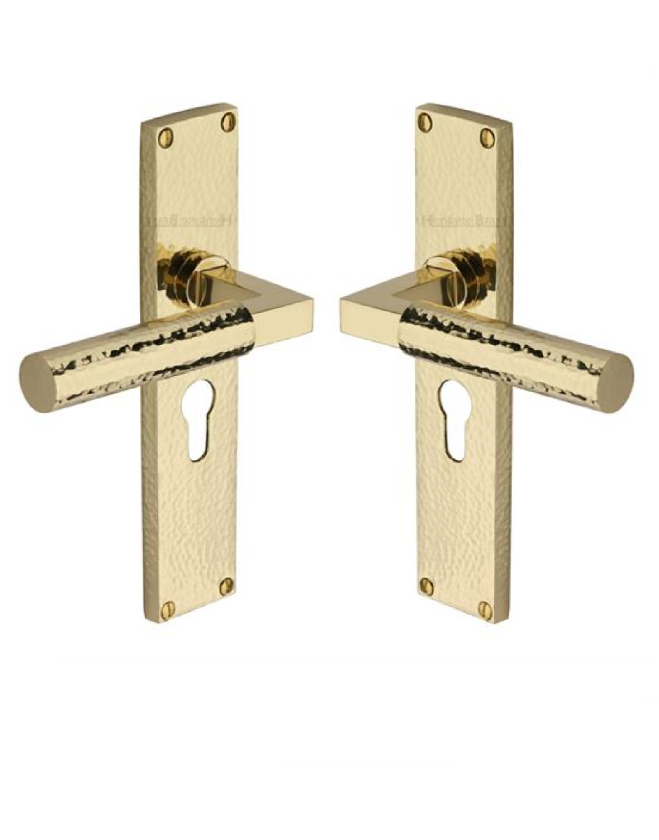 Heritage Brass Bauhaus Hammered Euro Profile on 200mm Plate PB Polished Brass VTH4348-PB