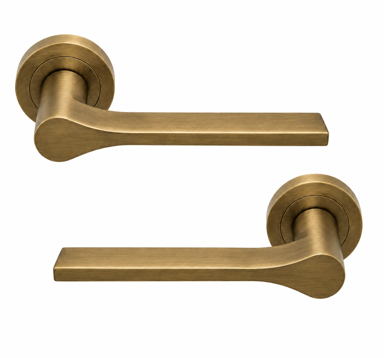 Manital Vela Door Handle on Round Rose - Antique Brass