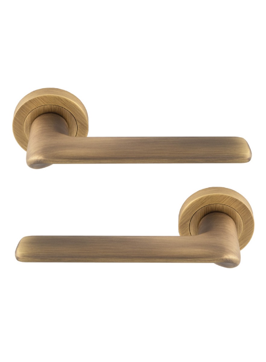 Manital Vortex Door Handle on Rose - Antique Brass