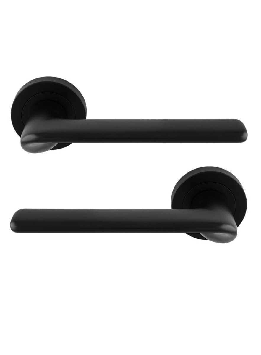 Manital Vortex Door Handle on Rose - Matt Black