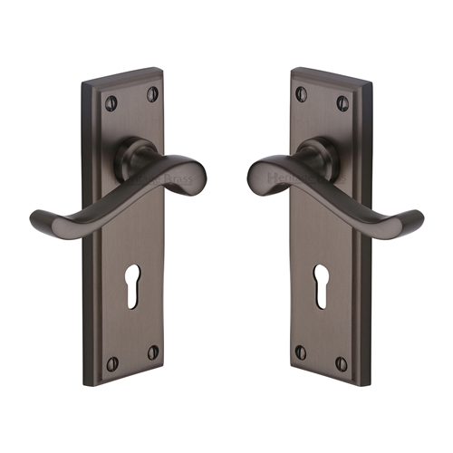 Heritage Brass W3200-MB Door Handle Lever Lock Edwardian Design Matt Bronze finish