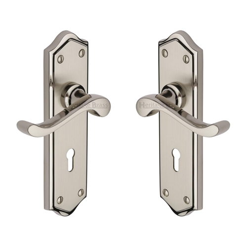 Heritage Brass W4200-MC Door Handle Lever Lock Buckingham Design Mercury finish