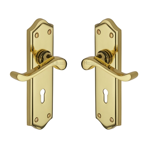 Heritage Brass W4200-PB Door Handle Lever Lock Buckingham Design Polished Brass finish