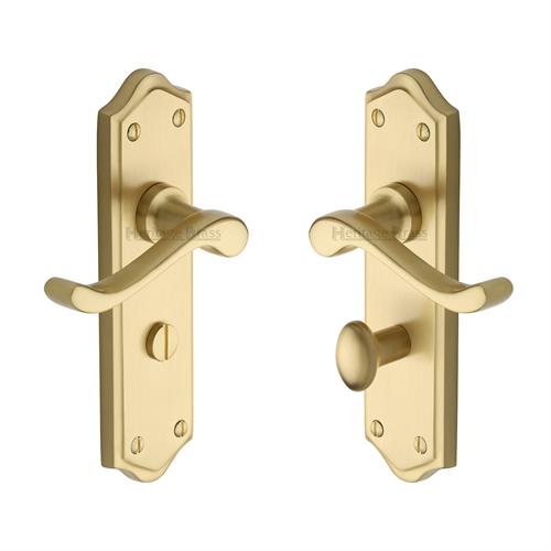 Heritage Brass W4220-SB Door Handle for Bathroom Buckingham Design Satin Brass finish