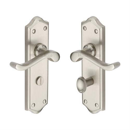 Heritage Brass W4220-SN Door Handle for Bathroom Buckingham Design Satin Nickel finish