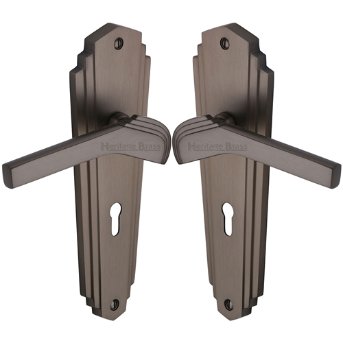 Heritage Brass WAL6500-MB Door Handle Lever Lock Waldorf Design Matt Bronze finish