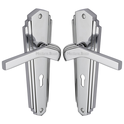 Heritage Brass WAL6500-PC Door Handle Lever Lock Waldorf Design Polished Chrome finish