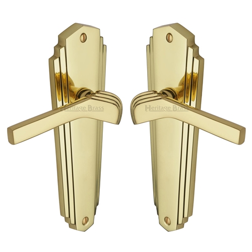Heritage Brass WAL6510-PB Door Handle Lever Latch Waldorf Design Polished Brass finish
