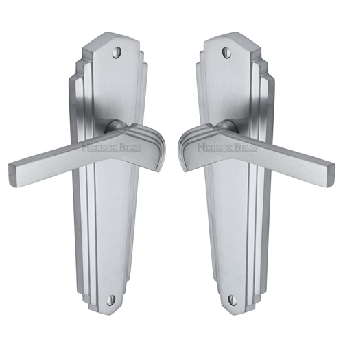 Heritage Brass WAL6510-SC Door Handle Lever Latch Waldorf Design Satin Chrome finish